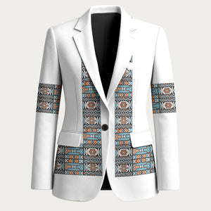 African Ndebele Traditional Attire Blazer White Ndebele Stripe