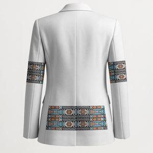 African Ndebele Traditional Attire Blazer White Ndebele Stripe