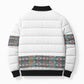 African Ndebele Traditional Attire Bomber Puffer Jacket White Ndebele Stripe