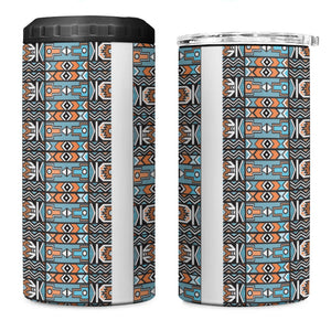 African Ndebele Traditional Attire 4 in 1 Can Cooler Tumbler White Ndebele Stripe