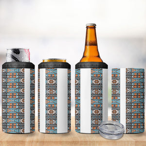 African Ndebele Traditional Attire 4 in 1 Can Cooler Tumbler White Ndebele Stripe