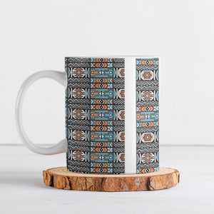 African Ndebele Traditional Attire Ceramic Mug White Ndebele Stripe