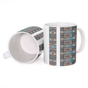 African Ndebele Traditional Attire Ceramic Mug White Ndebele Stripe