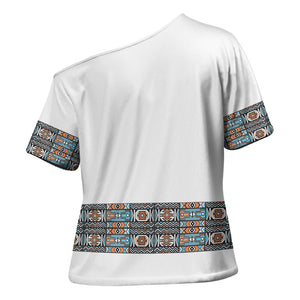 African Ndebele Traditional Attire Cross Shoulder Shirt White Ndebele Stripe