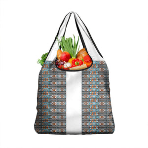 African Ndebele Traditional Attire Grocery Bag White Ndebele Stripe