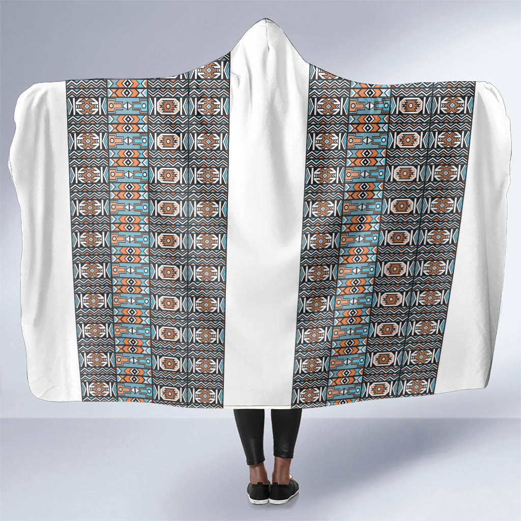 African Ndebele Traditional Attire Hooded Blanket White Ndebele Stripe