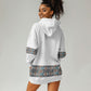 African Ndebele Traditional Attire Hoodie Dress White Ndebele Stripe
