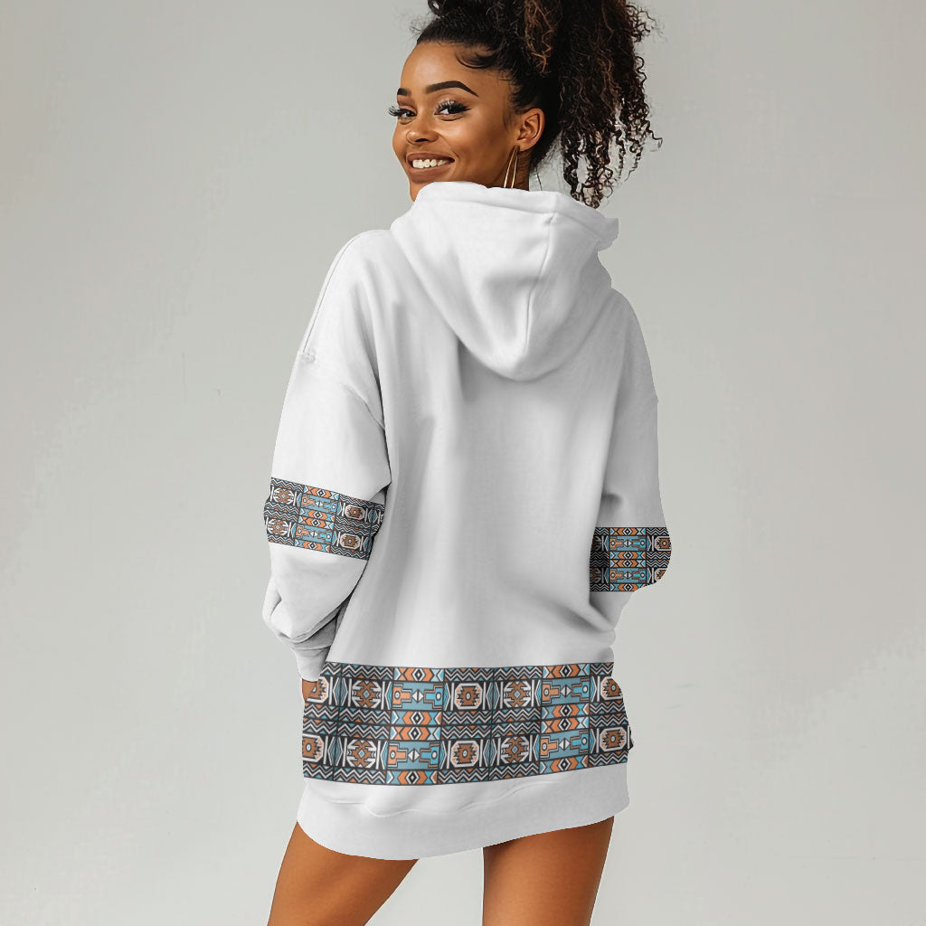 African Ndebele Traditional Attire Hoodie Dress White Ndebele Stripe