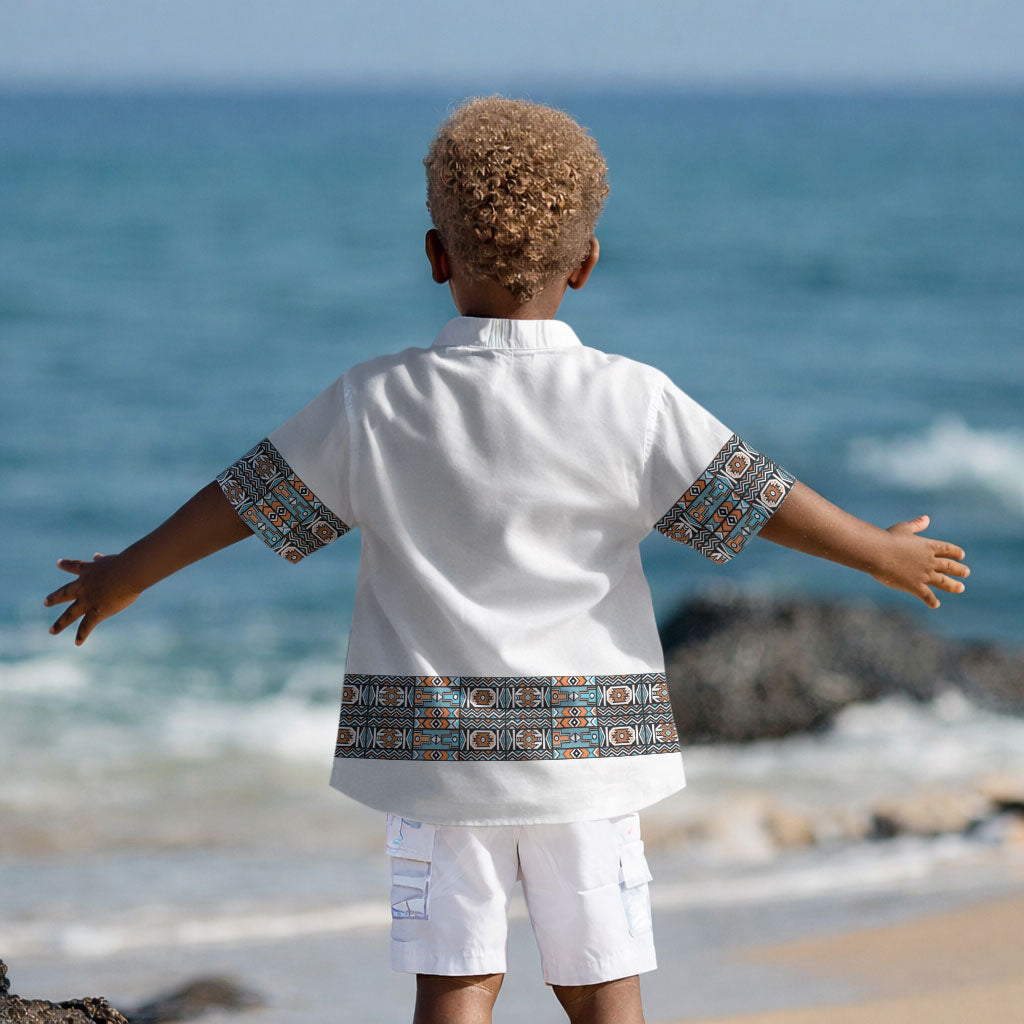 African Ndebele Traditional Attire Kid Hawaiian Shirt White Ndebele Stripe