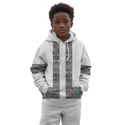 African Ndebele Traditional Attire Kid Hoodie White Ndebele Stripe