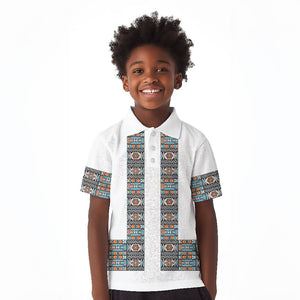 African Ndebele Traditional Attire Kid Polo Shirt White Ndebele Stripe
