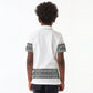 African Ndebele Traditional Attire Kid Polo Shirt White Ndebele Stripe