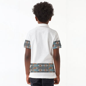 African Ndebele Traditional Attire Kid Polo Shirt White Ndebele Stripe
