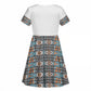 African Ndebele Traditional Attire Kid Short Sleeve Dress White Ndebele Stripe