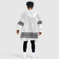 African Ndebele Traditional Attire Kid Wearable Blanket Hoodie White Ndebele Stripe