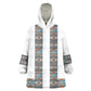 African Ndebele Traditional Attire Kid Wearable Blanket Hoodie White Ndebele Stripe