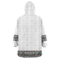 African Ndebele Traditional Attire Kid Wearable Blanket Hoodie White Ndebele Stripe