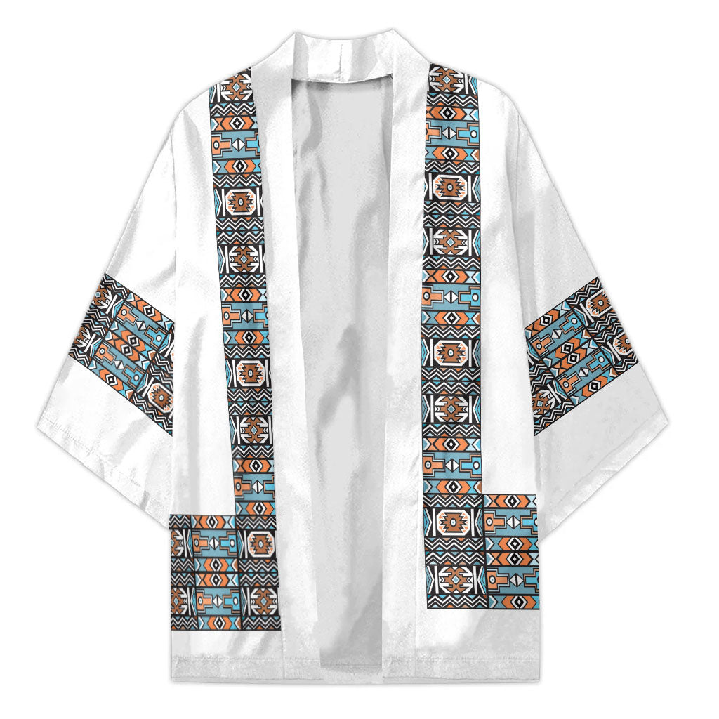 African Ndebele Traditional Attire Kimono White Ndebele Stripe