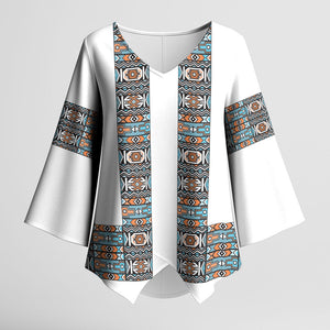African Ndebele Traditional Attire Kimono Sleeve Blouse White Ndebele Stripe
