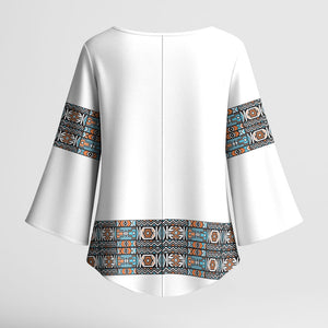 African Ndebele Traditional Attire Kimono Sleeve Blouse White Ndebele Stripe