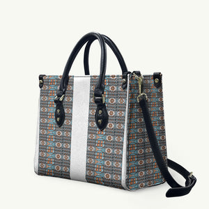 African Ndebele Traditional Attire Leather Bag White Ndebele Stripe