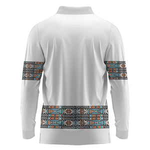 African Ndebele Traditional Attire Long Sleeve Polo Shirt White Ndebele Stripe