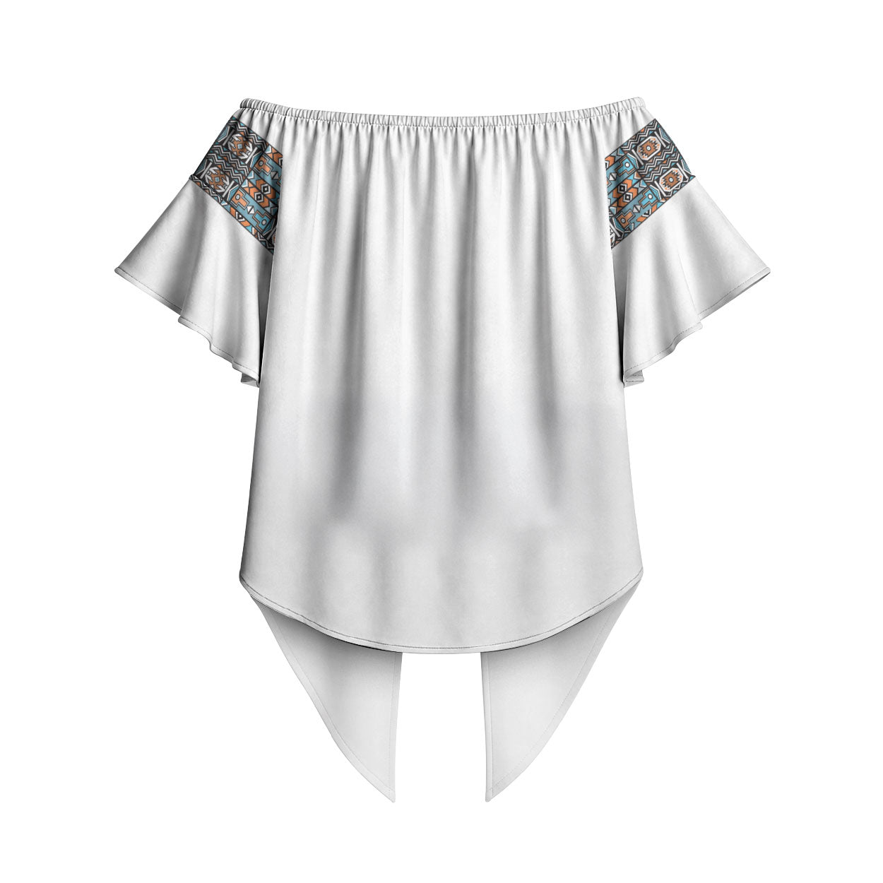 African Ndebele Traditional Attire Off Shoulder Wrap Waist Top White Ndebele Stripe