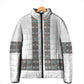 African Ndebele Traditional Attire Padded Jacket White Ndebele Stripe