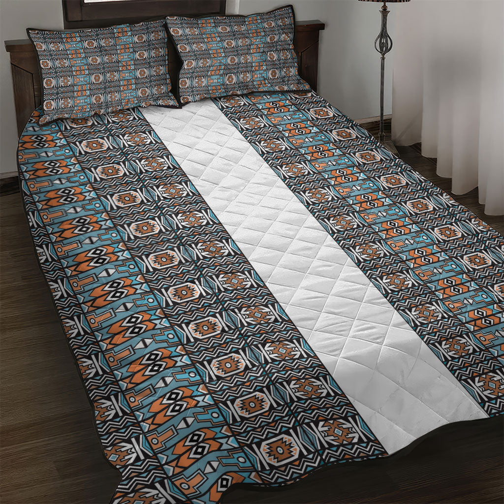 African Ndebele Traditional Attire Quilt Bed Set White Ndebele Stripe