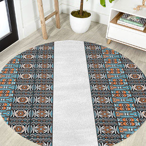 African Ndebele Traditional Attire Round Carpet White Ndebele Stripe