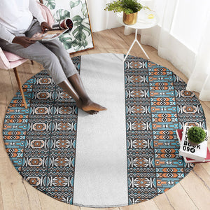 African Ndebele Traditional Attire Round Carpet White Ndebele Stripe