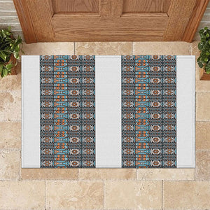 African Ndebele Traditional Attire Rubber Doormat White Ndebele Stripe