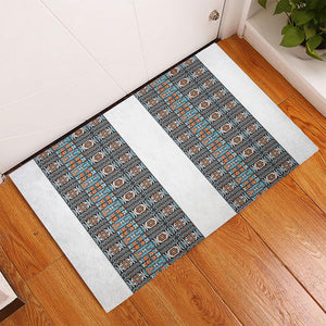 African Ndebele Traditional Attire Rubber Doormat White Ndebele Stripe