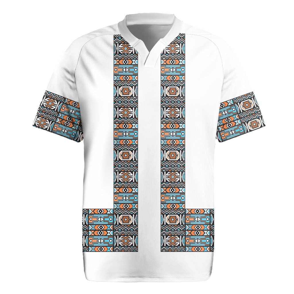 African Ndebele Traditional Attire Rugby Jersey White Ndebele Stripe