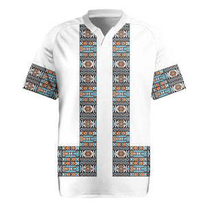 African Ndebele Traditional Attire Rugby Jersey White Ndebele Stripe