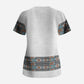 African Ndebele Traditional Attire Scrub Top White Ndebele Stripe