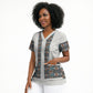 African Ndebele Traditional Attire Scrub Top White Ndebele Stripe