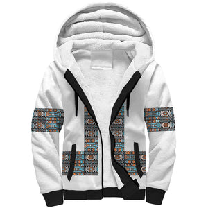 African Ndebele Traditional Attire Sherpa Hoodie White Ndebele Stripe