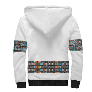 African Ndebele Traditional Attire Sherpa Hoodie White Ndebele Stripe