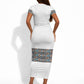 African Ndebele Traditional Attire Short Sleeve Bodycon Dress White Ndebele Stripe