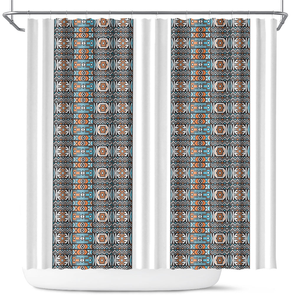 African Ndebele Traditional Attire Shower Curtain White Ndebele Stripe