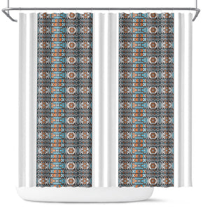 African Ndebele Traditional Attire Shower Curtain White Ndebele Stripe