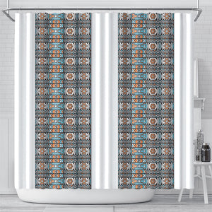 African Ndebele Traditional Attire Shower Curtain White Ndebele Stripe