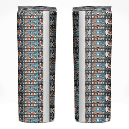 African Ndebele Traditional Attire Skinny Tumbler White Ndebele Stripe