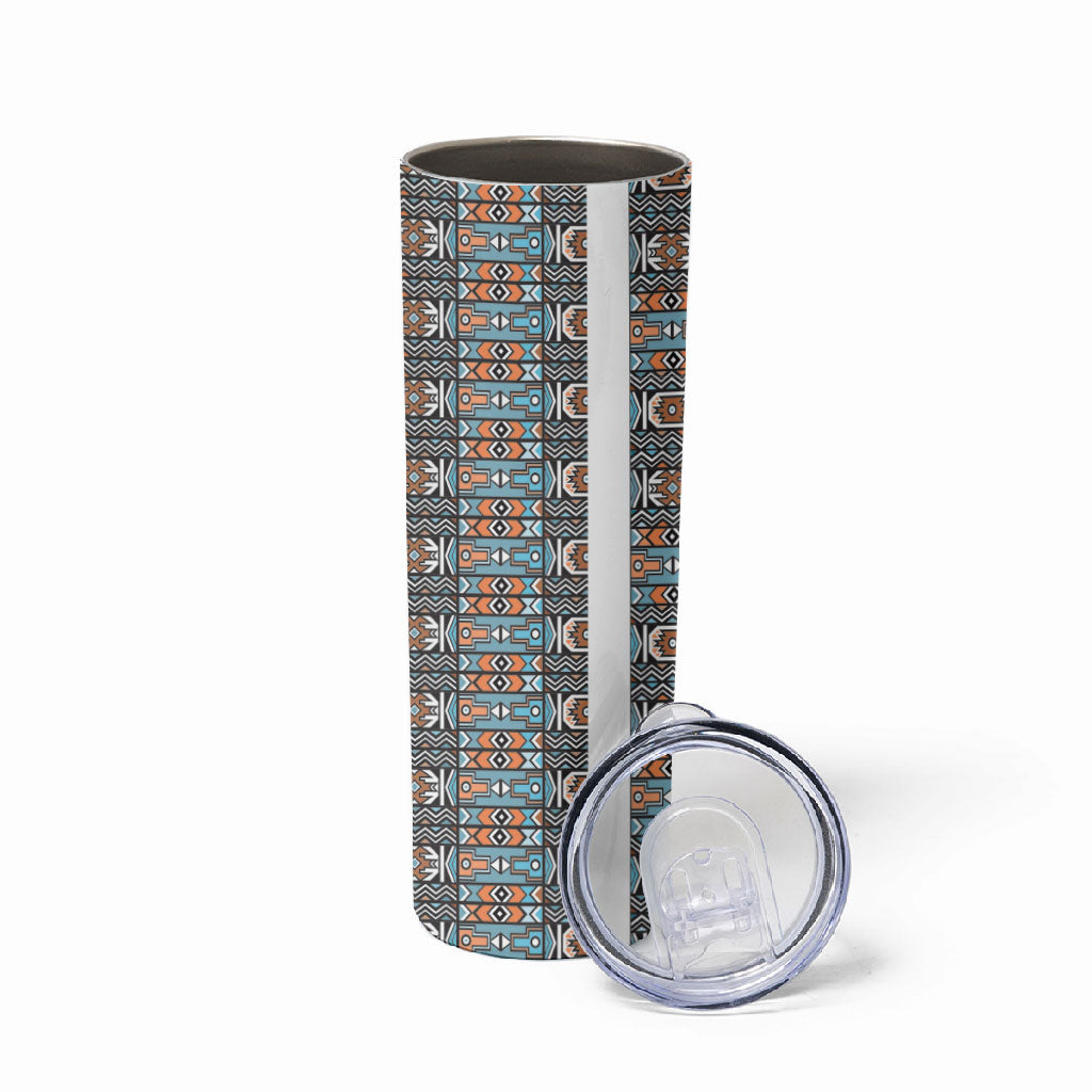 African Ndebele Traditional Attire Skinny Tumbler White Ndebele Stripe