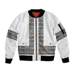 African Ndebele Traditional Attire Sleeve Zip Bomber Jacket White Ndebele Stripe