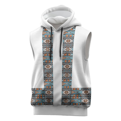 African Ndebele Traditional Attire Sleeveless Hoodie White Ndebele Stripe