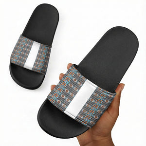 African Ndebele Traditional Attire Slide Sandals White Ndebele Stripe