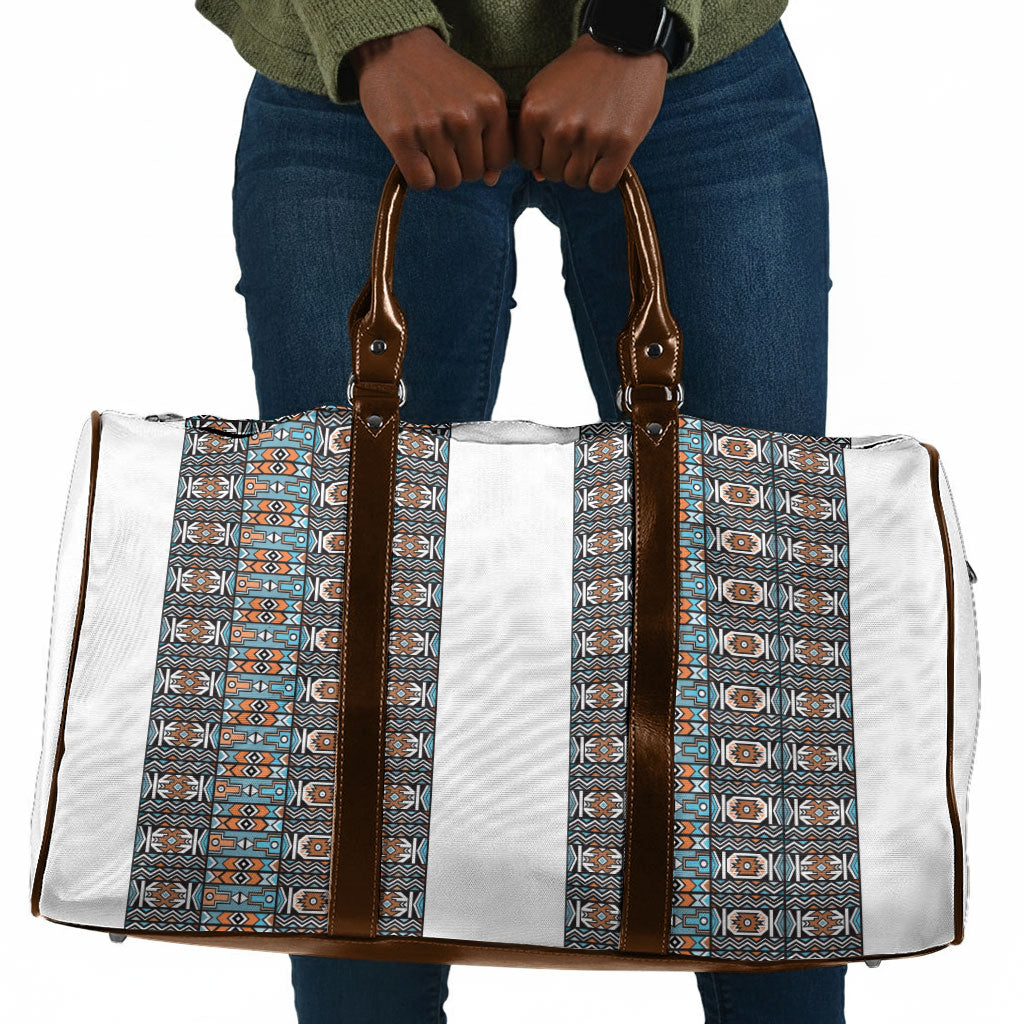 African Ndebele Traditional Attire Travel Bag White Ndebele Stripe