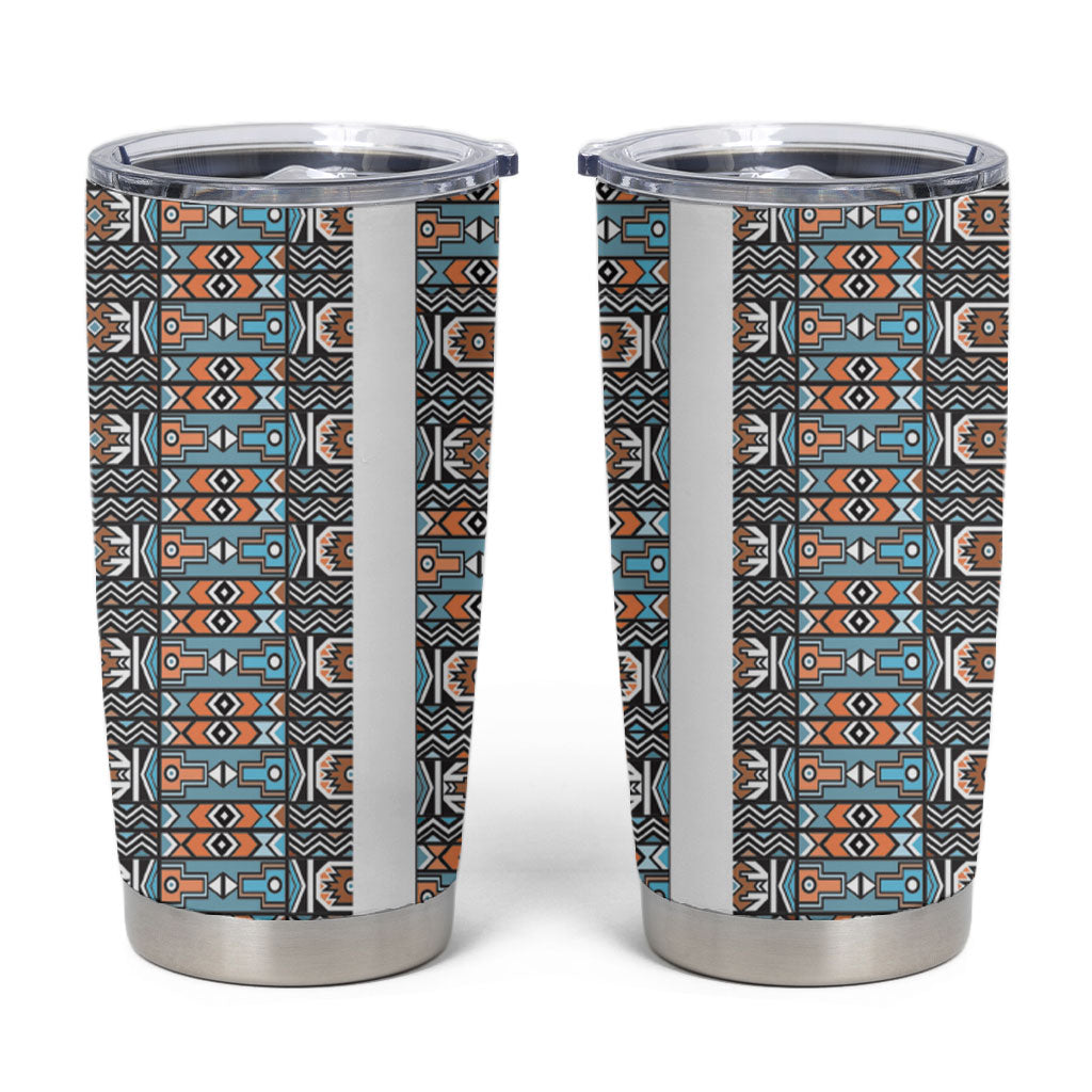 African Ndebele Traditional Attire Tumbler Cup White Ndebele Stripe